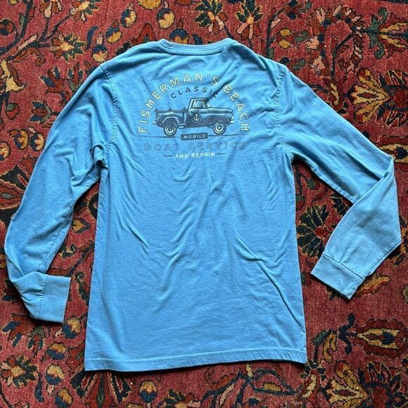IZOD Saltwater Relaxed Classic Long Sleeve Tshirt Shirt Retro Fisherman Small - Picture 3 of 7